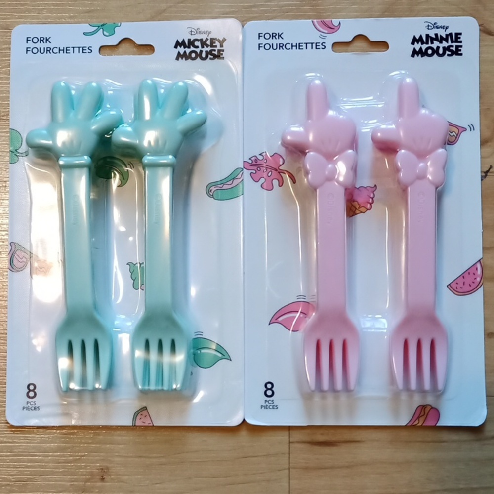 Disney Miniso Mickey Minnie Mouse Plastic Forks 2 packs of 8